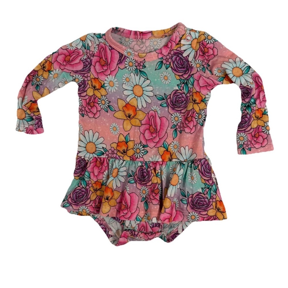 Gigi and Max Floral Long-Sleeve Peplum Baby Bodysuit - Bamboo 3M